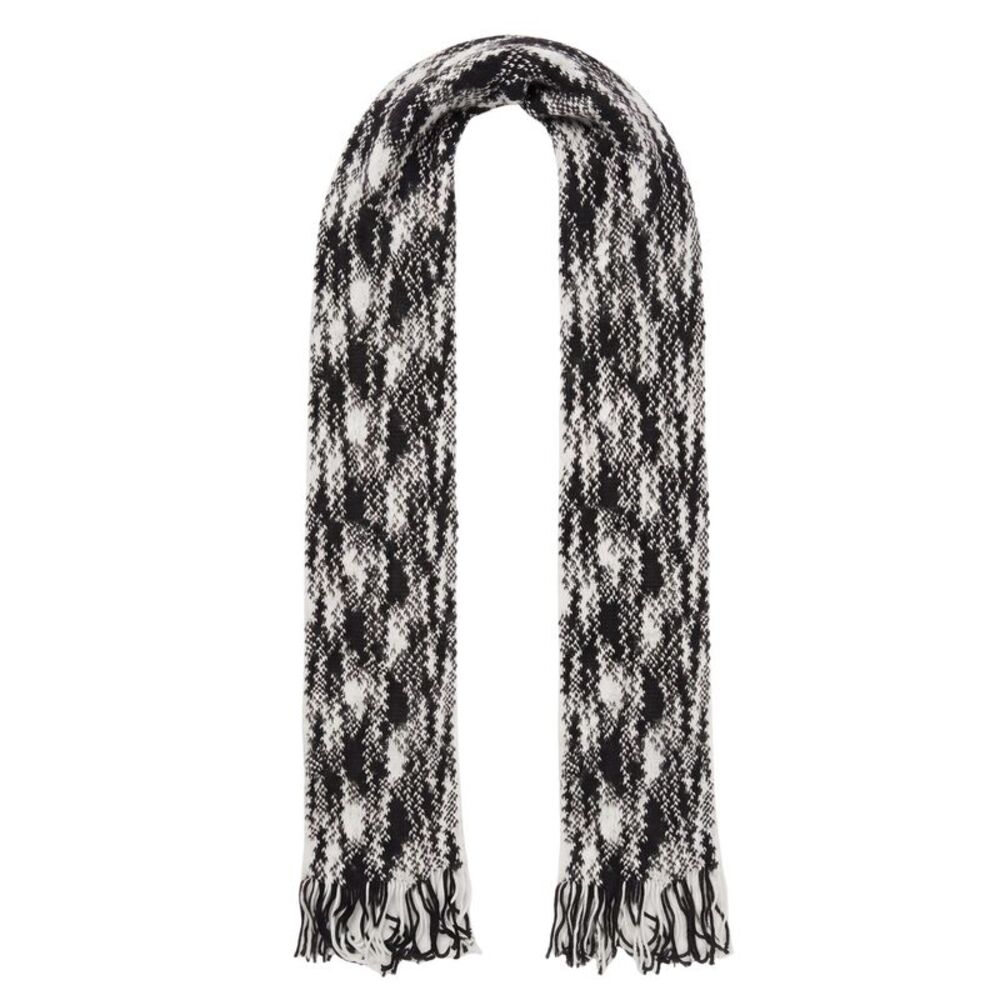 Missoni White Black Zigzag Chunky Knit Cotton Scarf